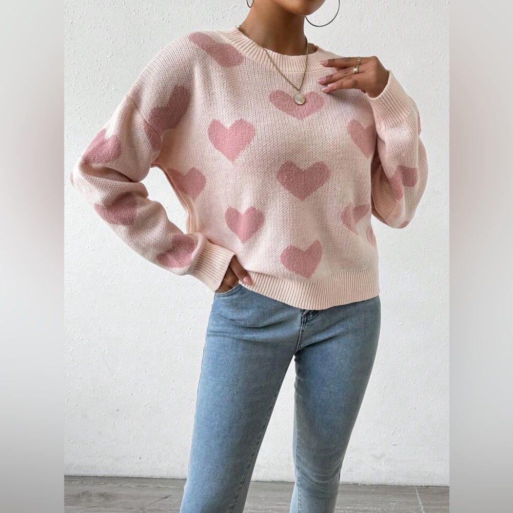 Pink Heart Sweater (L)